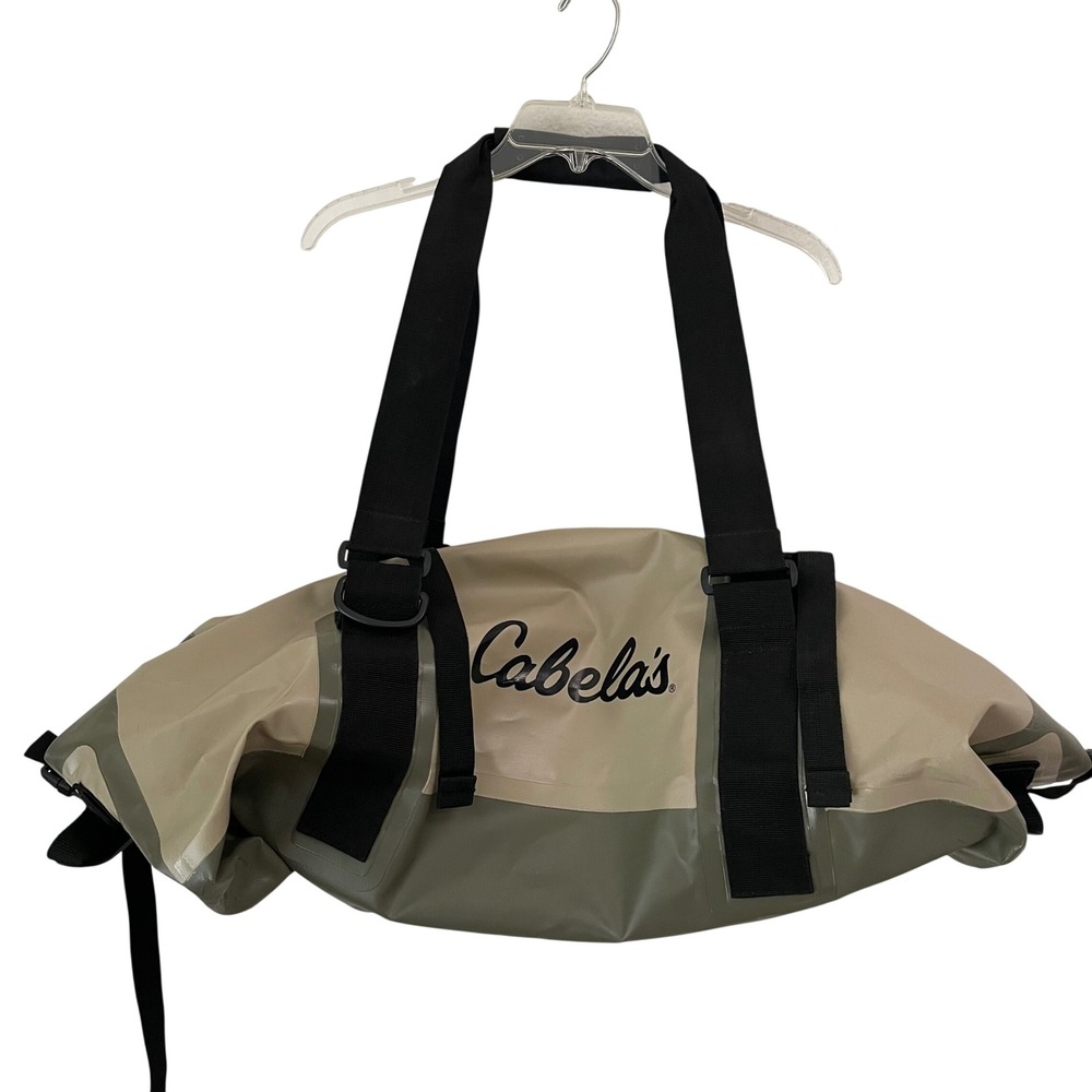Cabela's Boundary Waters Duffel Dry Bag 56L Waterproof PVC Coating Tan Olive